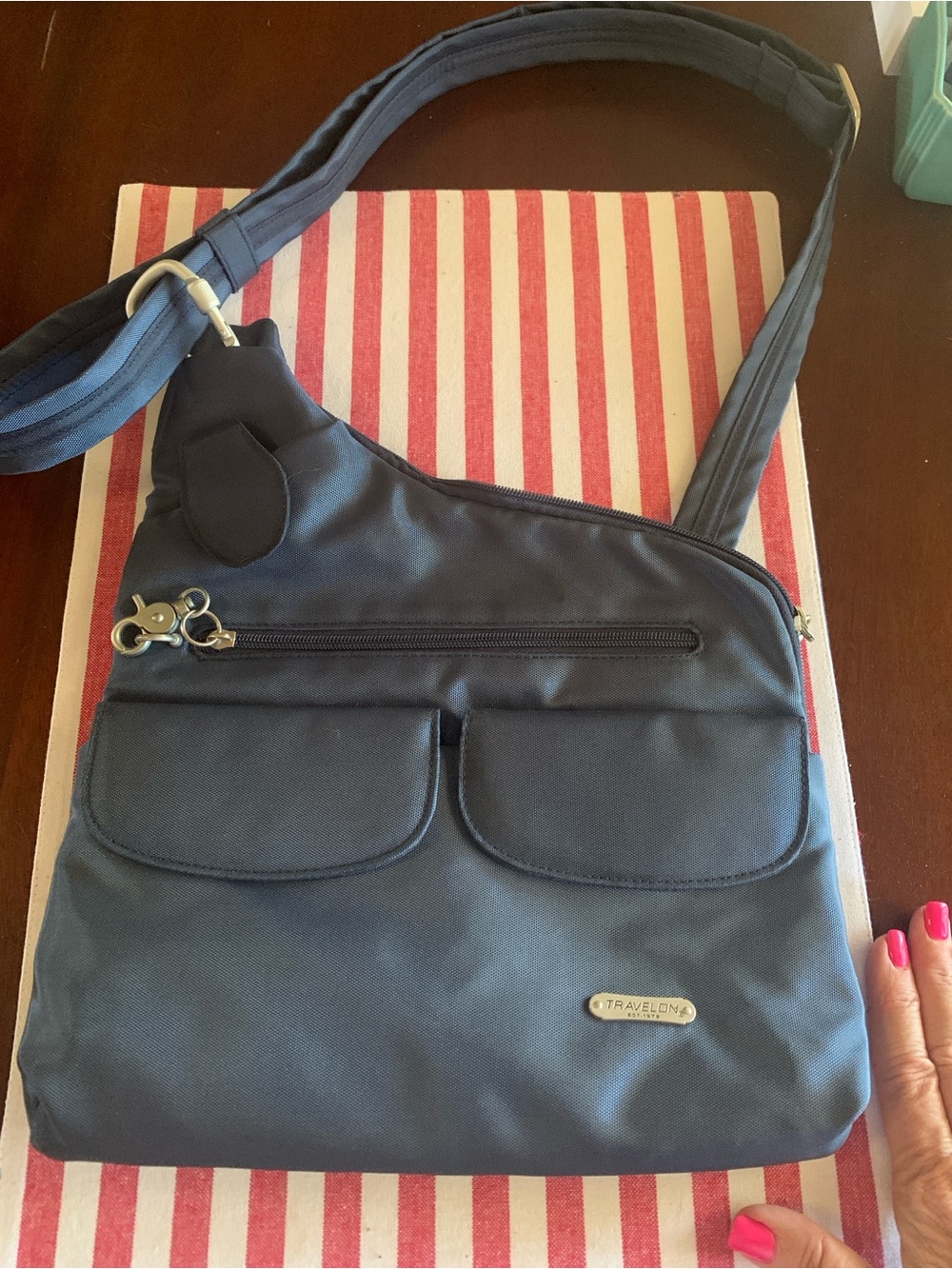 Travelon Navy Blue Anti Theft Crossbody Travel Bag